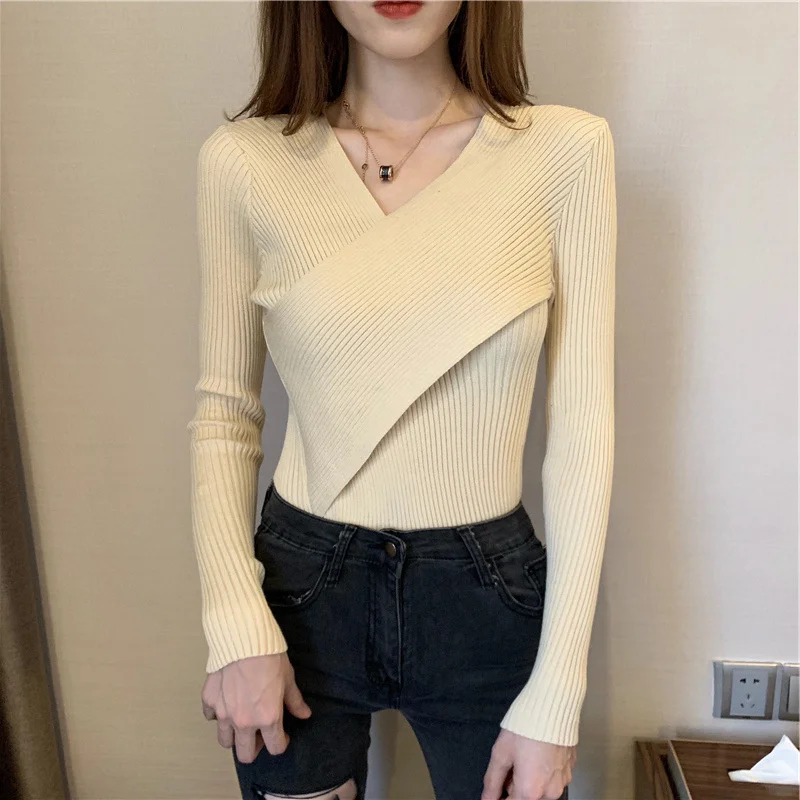 Autumn And Winter Top Women's 2022 New Slim V-neck Long Sleeve Cross Knitted Sweater Undercoat QEL0
Autumn And Winter Top Women's 2022 New Slim V-neck Long Sleeve Cross Knitted Sweater Undercoat QEL0