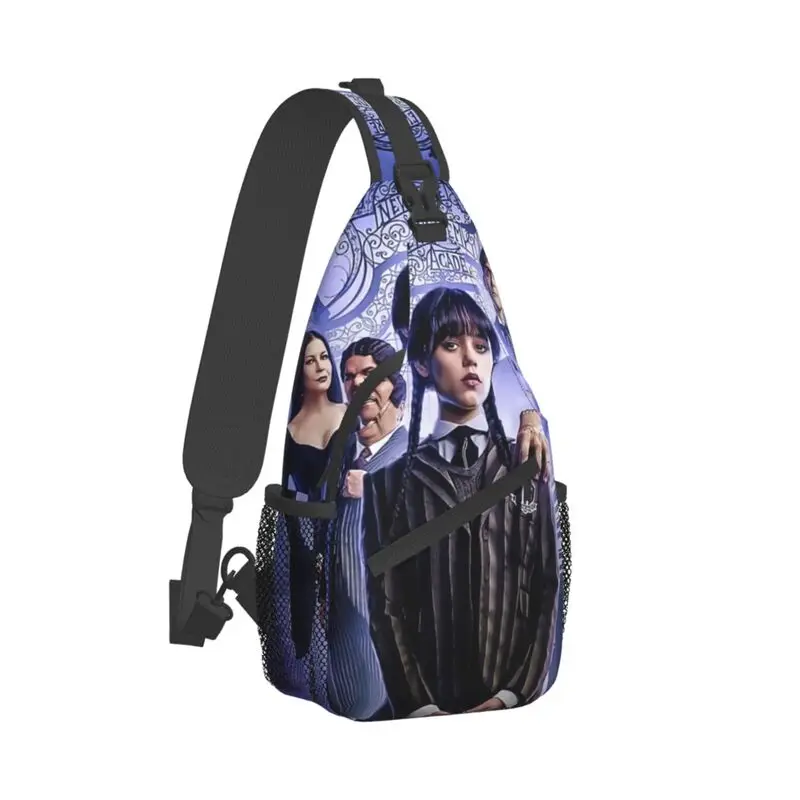 

Horror Movie Wednesday Addams Sling Bag for Men Cool Comedy Shoulder Chest Crossbody Backpack Cycling Camping Daypack