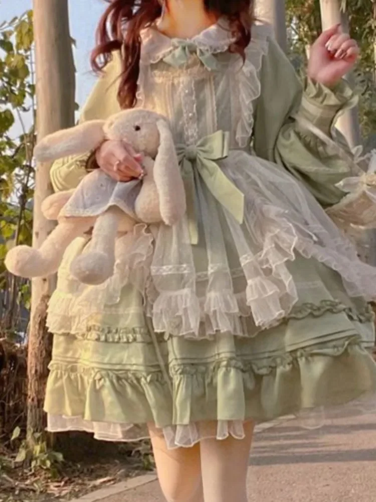 Spring 2023 Women Long Sleeve Sweet Japanese Lolita Dress Female A-line Lace Cosplay Party Dress Lady Kawaii Vestidos
Spring 2023 Women Long Sleeve Sweet Japanese Lolita Dress Female A-line Lace Cosplay Party Dress Lady Kawaii Vestidos