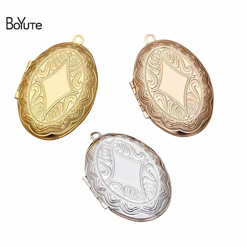 

BoYuTe (10 Pieces/Lot) 24*41*9MM Oval Floating Locket Pendant Factory Direct Wholesale Metal Brass Photo Locket