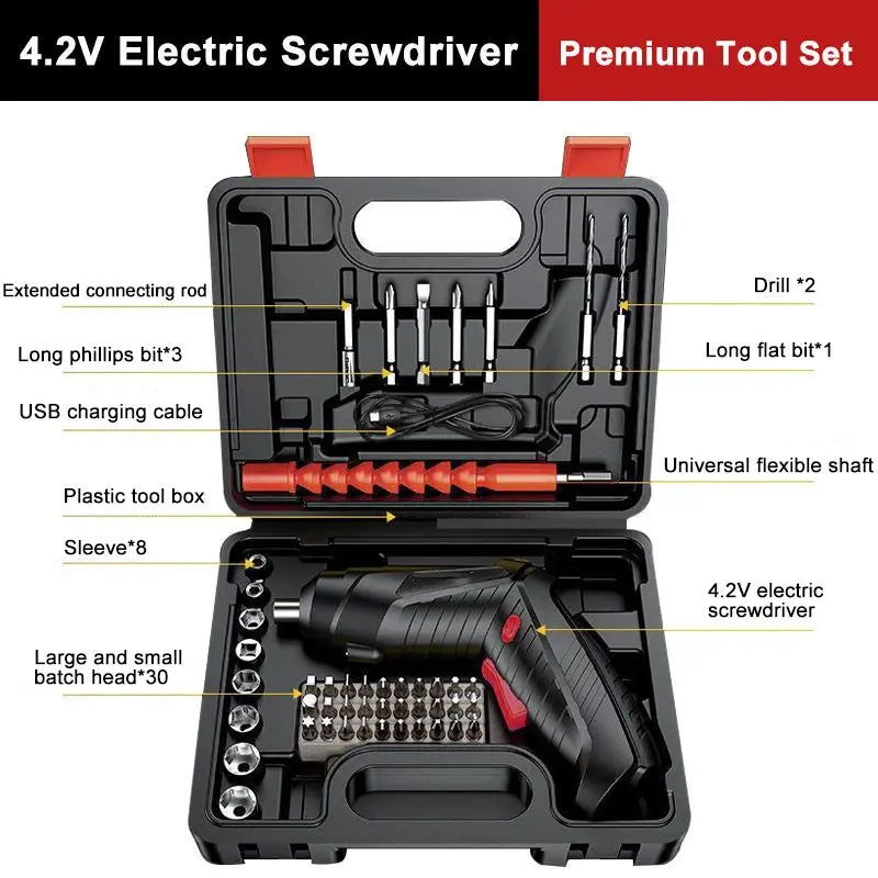 4.2V Electric Drill Cordless Power Tools Set Household Maintenance Repair 1800mAh Lithium Battery Mini Household Screwdriver
4.2V Electric Drill Cordless Power Tools Set Household Maintenance Repair 1800mAh Lithium Battery Mini Household Screwdriver