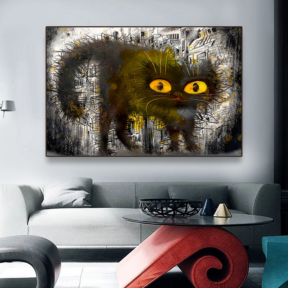 Night Vision Black Cat Yellow Eyes Exploded Hair Line Canvas Prints Poster Living Room Home Wall Fashionable Decoration Painting
Night Vision Black Cat Yellow Eyes Exploded Hair Line Canvas Prints Poster Living Room Home Wall Fashionable Decoration Painting