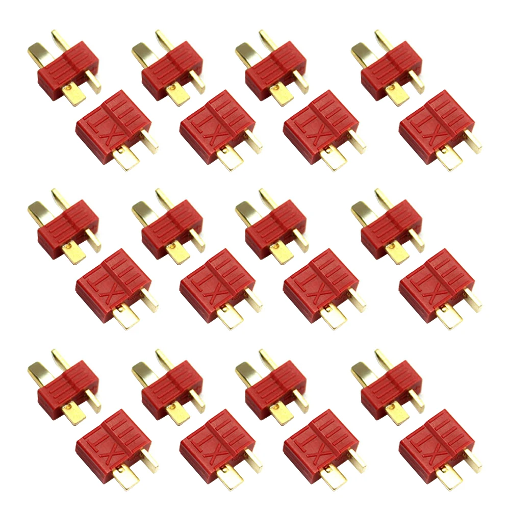 

20pcs T Plug Connector Anti-skidding Deans Female & Male For RC Lipo Battery ESC Motor Airplane Helicopter Car Accessories DIY