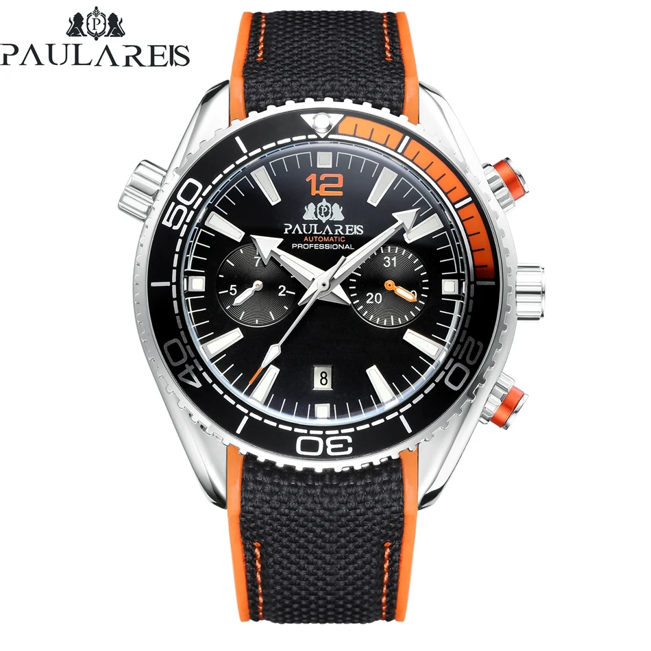 Men Automatic Self Wind Mechanical Canvas Rubber Strap Orange Blue Red Multifunction Date Month Watch
Men Automatic Self Wind Mechanical Canvas Rubber Strap Orange Blue Red Multifunction Date Month Watch