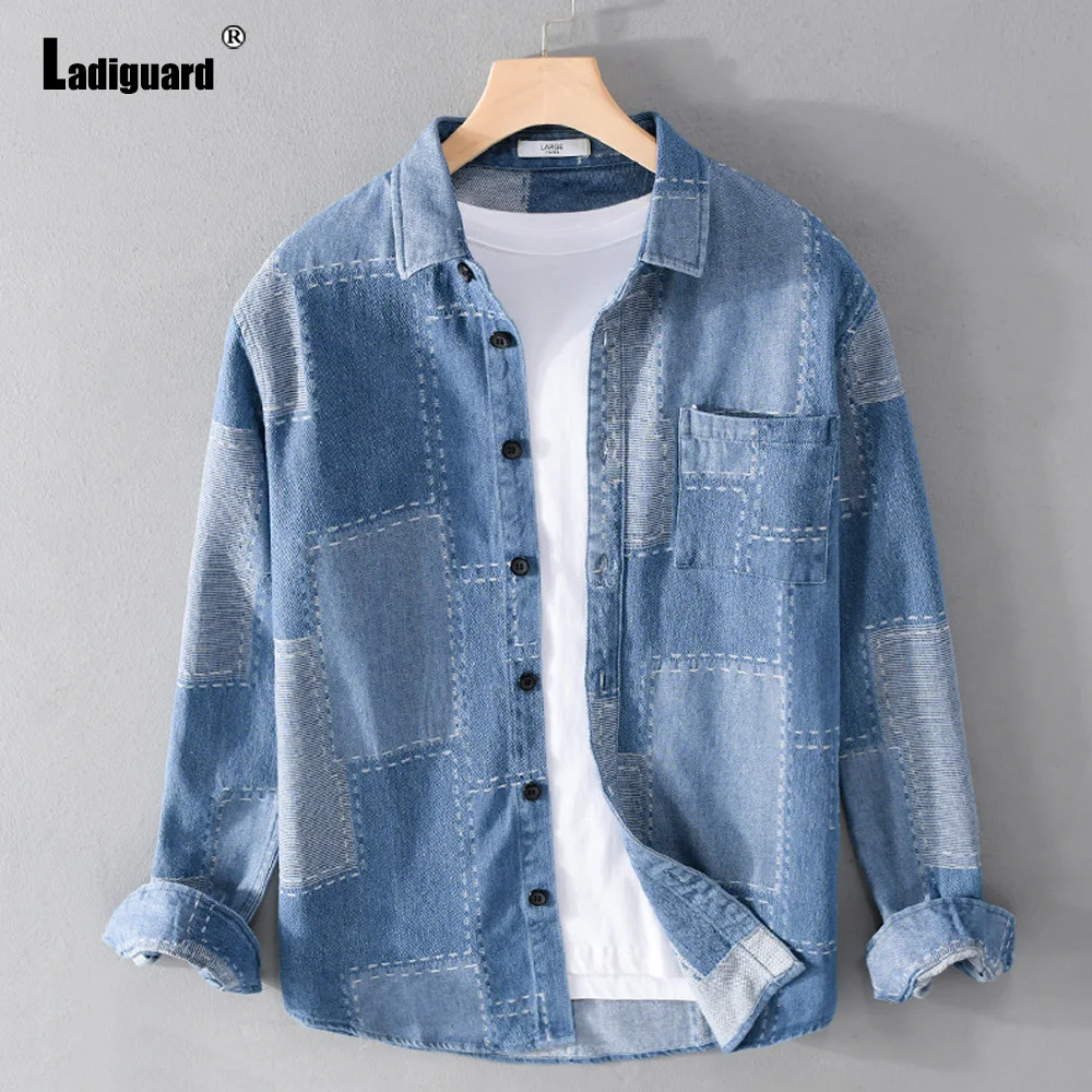 Ladiguard Men Long Sleeves Demin Shirt Vintage Pocket Top Male Streetwear 2024 Patchwork Jean Blouse Mens Open Stitch Demin Wear
Ladiguard Men Long Sleeves Demin Shirt Vintage Pocket Top Male Streetwear 2024 Patchwork Jean Blouse Mens Open Stitch Demin Wear