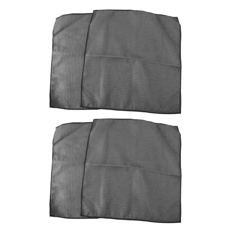 

4Pc Car Wash Towel Glass Cleaning Water Drying Microfiber Window Clean Wipe Auto Detailing Waffle Weave Dark Gray