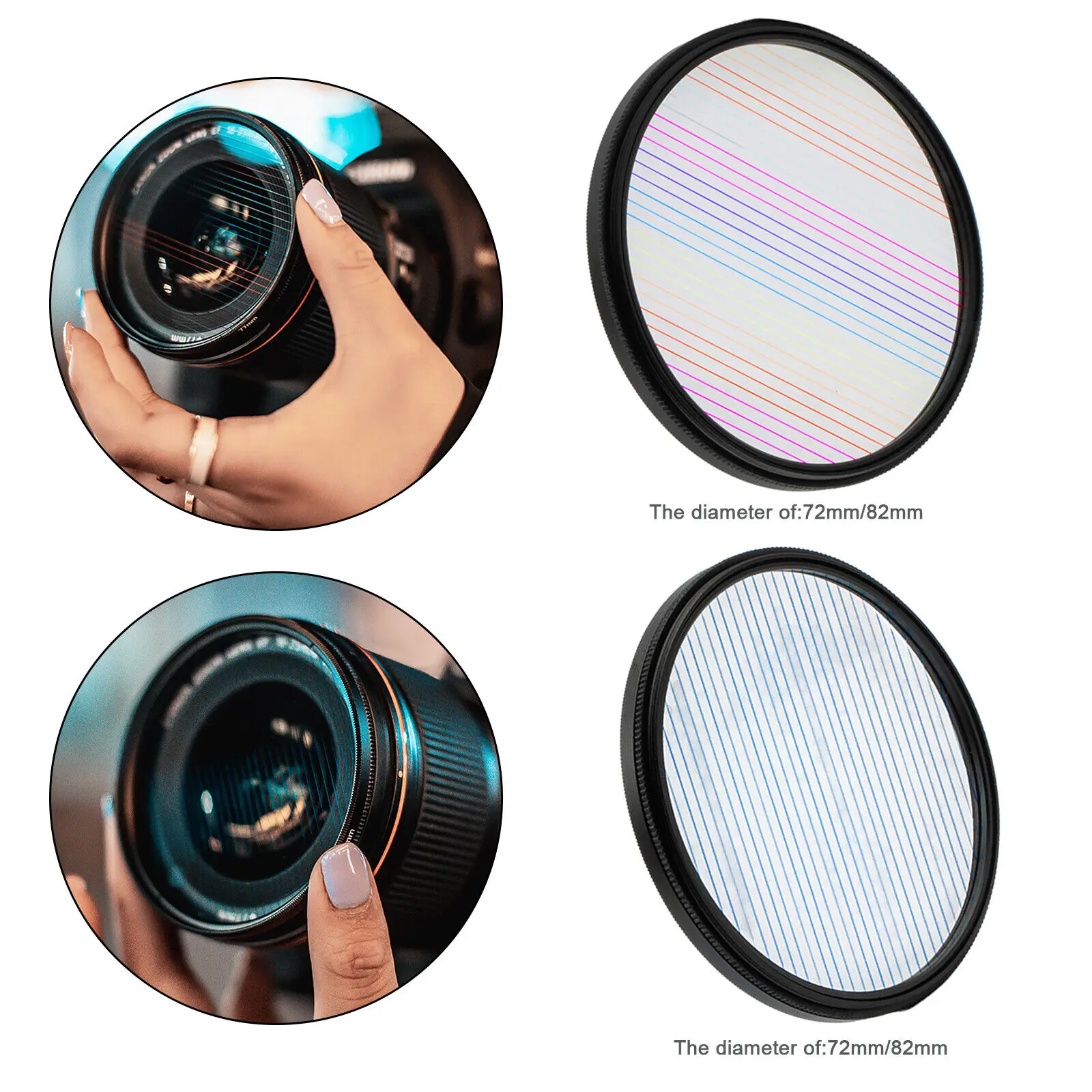77 мм 82 мм радужные синие полосы эффект фильтр круговой линзы расклешенный фильтр для камеры Canon Nikon Sony Pentax Fuji Olympus