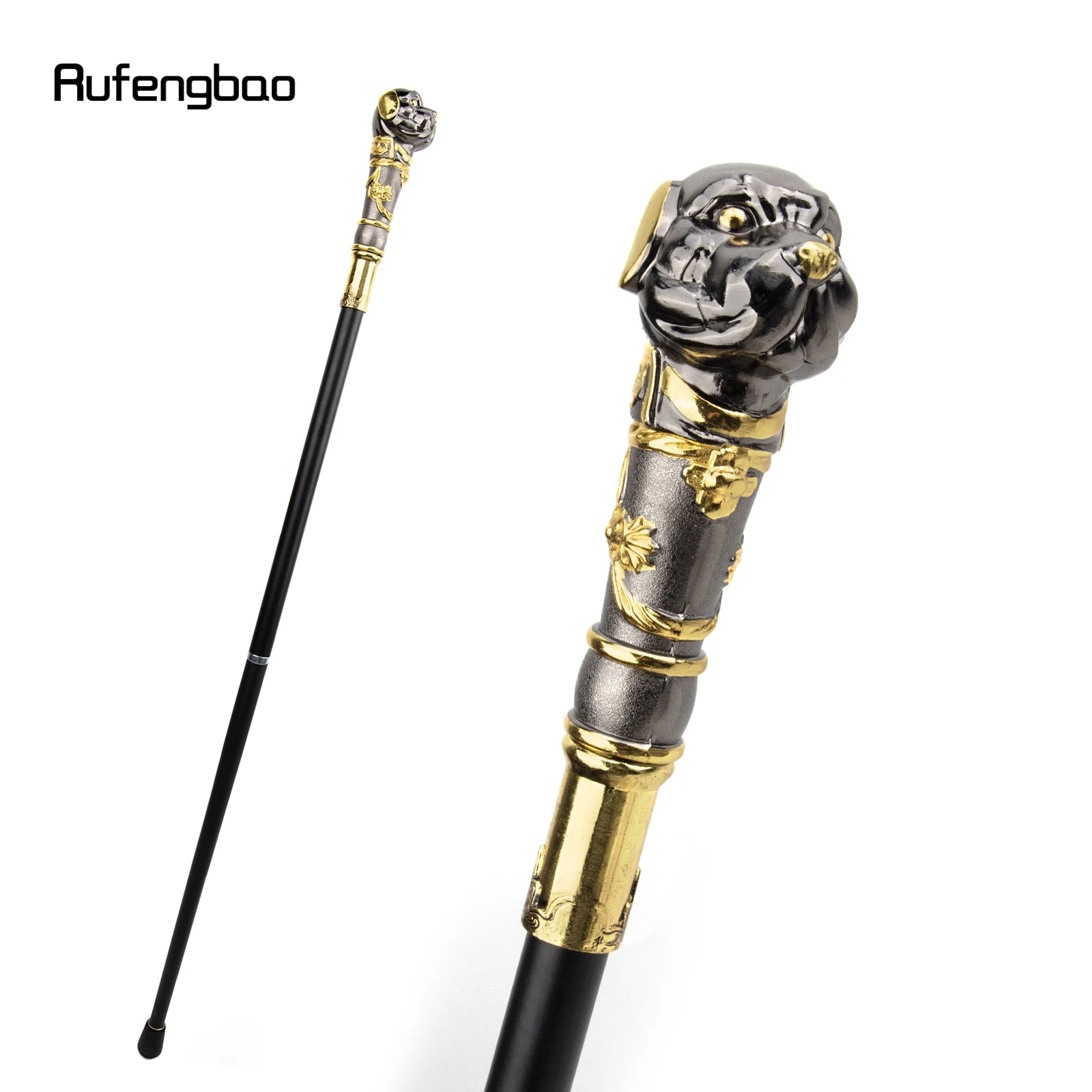 

Golden Black Puppy Bulldog Dog Walking Cane Fashion Walking Stick Gentleman Luxury Crosier Knob Walking Stick 93cm