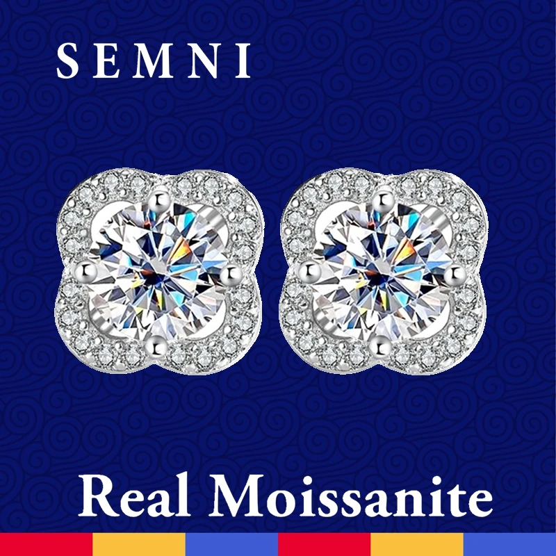 SEMNI 2.0ct Moissanite Diamond Lucky Clover Stud Earrings for Women Gold Plated 925 Sterling Silver Ruby Sapphire Emerald Jewel
SEMNI 2.0ct Moissanite Diamond Lucky Clover Stud Earrings for Women Gold Plated 925 Sterling Silver Ruby Sapphire Emerald Jewel