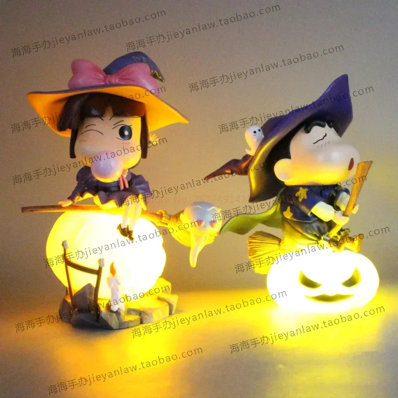 

17cm Pvc Crayon Shin-chan Pumpkin Halloween Magic Shin-chan Figure Can Light Up Cute Girl Birthday Gift Model Ornament Gifts