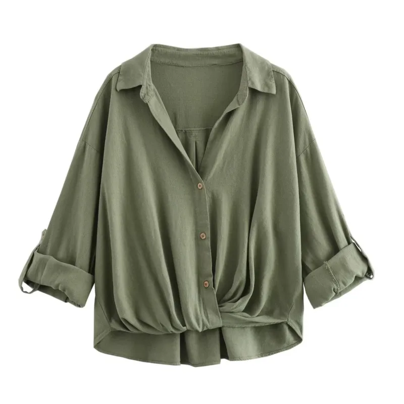 Linen Blend Shirt With Knot Detail Women Summer Johnny Collar Buckle Sleeves Button Decoration Shirt & Blouses Casual Shirt
Linen Blend Shirt With Knot Detail Women Summer Johnny Collar Buckle Sleeves Button Decoration Shirt & Blouses Casual Shirt