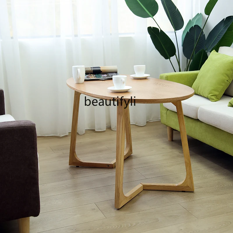

yj Nordic Solid Wood Sofa Side Table Living Room Corner Table round Small Coffee Table Eight-Immortal Table Dining Table