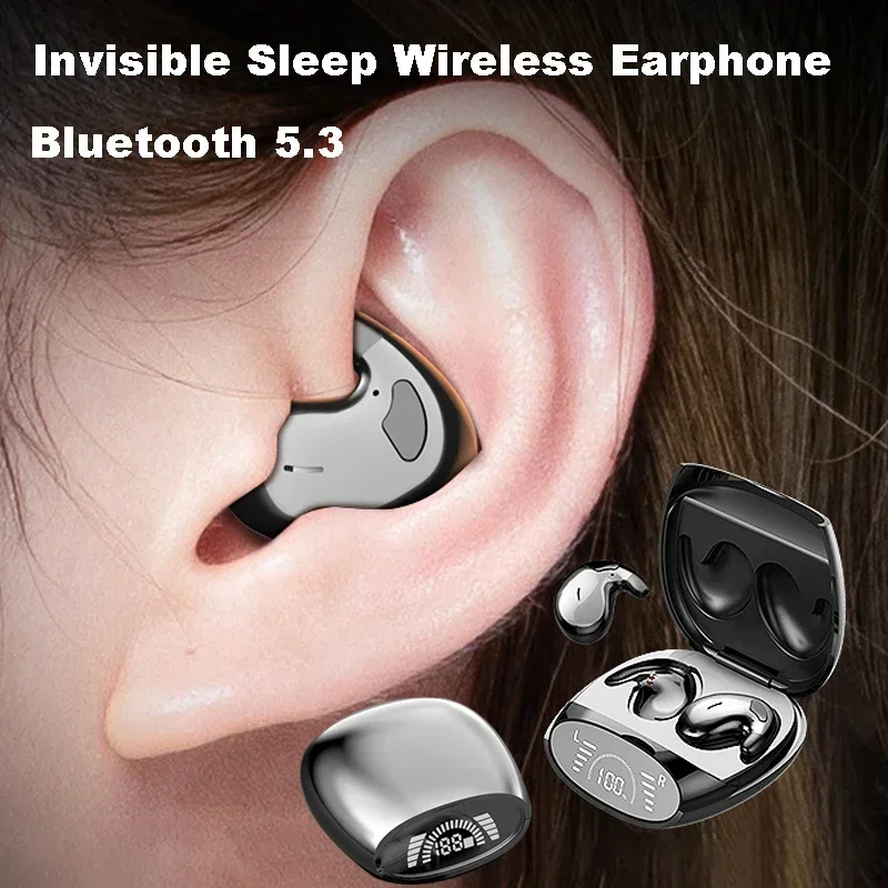 

Noise Cancelling TWS Wireless Headsets Sports Stereo Bluetooth 5.3 Earphone Sleep Invisible Earbuds Tiny Mini Headphones Hidden