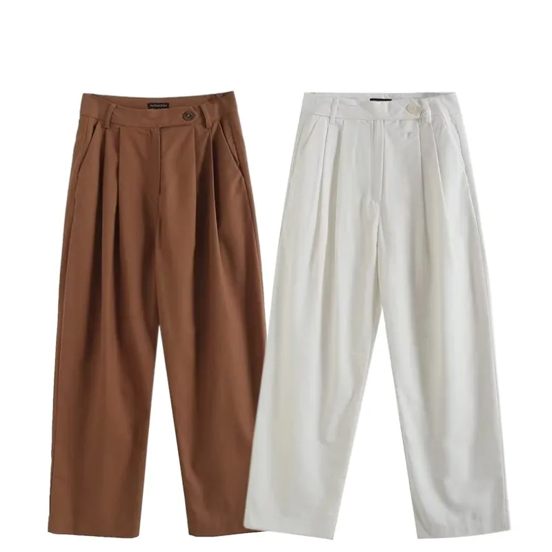 2023 Summer New Women's Linen Blended High-Waist Trousers Pleated Two-Color Commuting All-Match Loose Straight Wide-Leg Pants
2023 Summer New Women's Linen Blended High-Waist Trousers Pleated Two-Color Commuting All-Match Loose Straight Wide-Leg Pants
