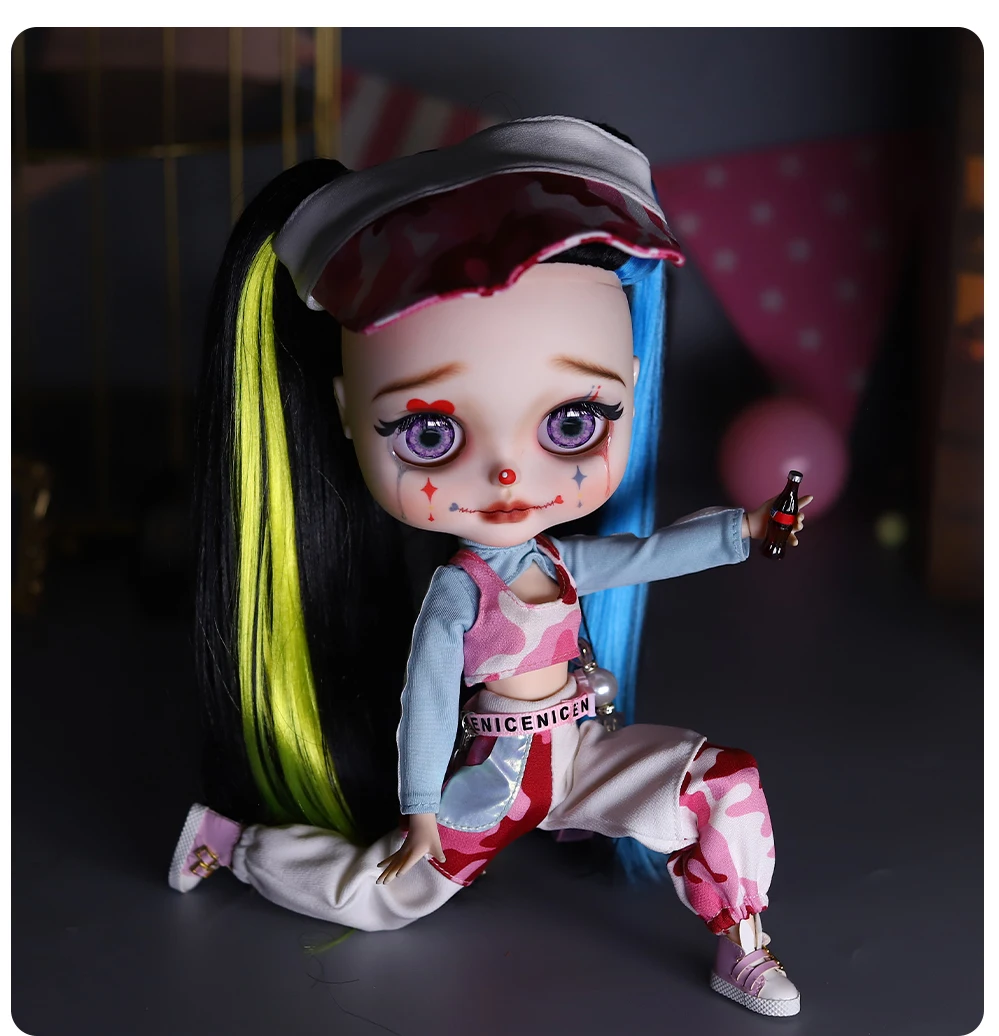 Harley – Premium Custom Neo Blythe Doll with Multi-Color Hair, White Skin & Matte Cute Face 5 Harley – Premium Custom Neo Blythe Doll with Multi-Color Hair, White Skin & Matte Cute Face 15