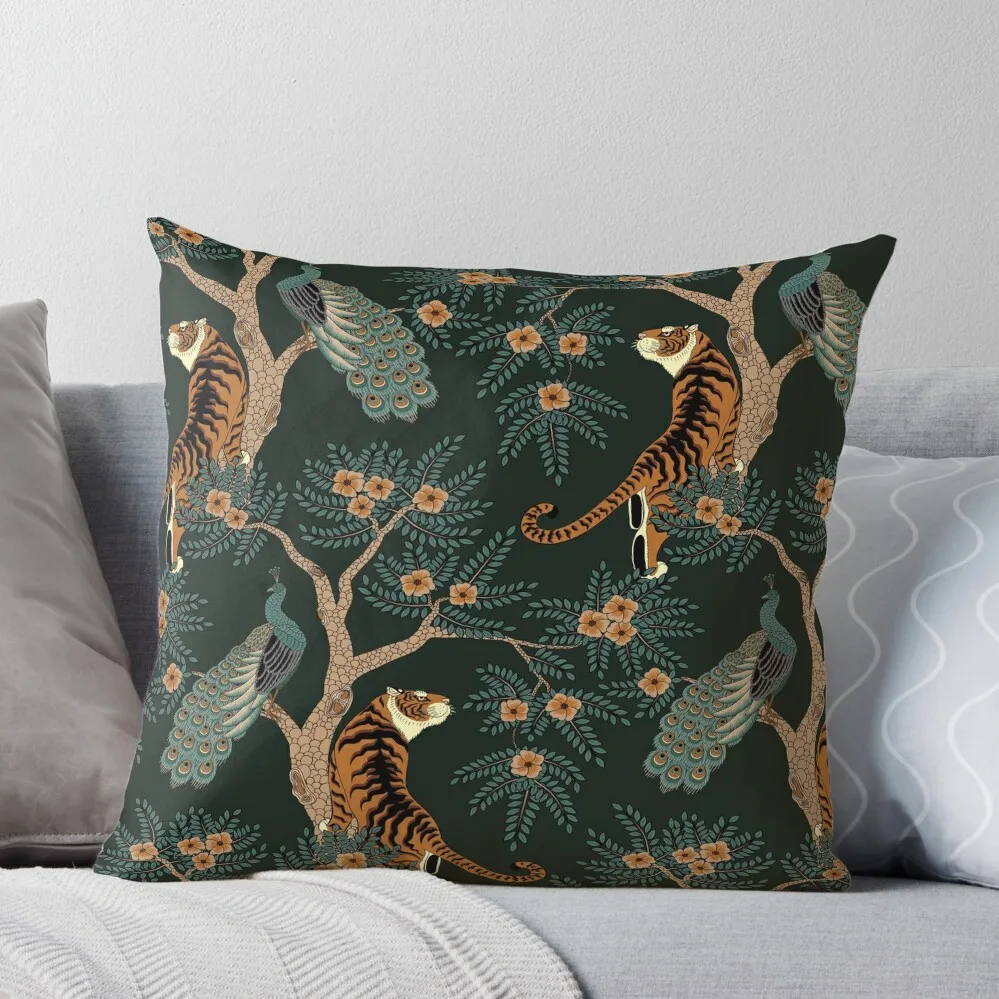 

Vintage tiger and peacock in the jungle Throw Pillow Decorative Pillow Covers For Sofa Sofa Covers Pillow Decor