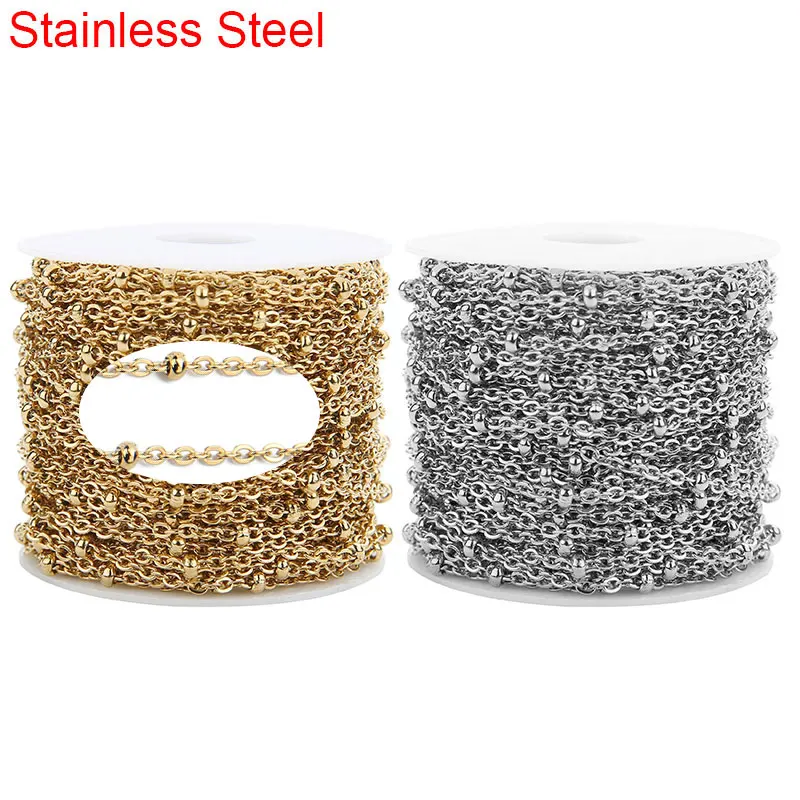 

2meters Stainless Steel Bracelets Necklace Chains Bulk Diameter 2mm Gold Color Link Chains Lot Supplies for Diy Jewelry Making