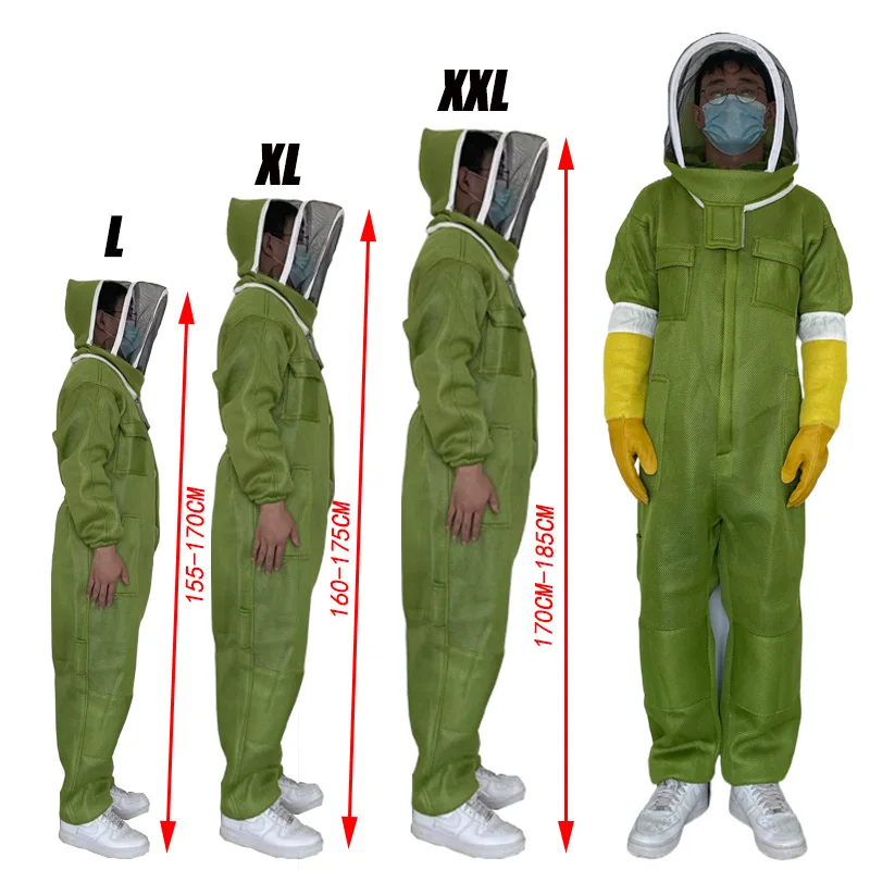 

Beekeeper 3D Breathable Cloth Protection Long Sleeve Coverall Gloves Suit Extra Beekeeping Bee Farm Tools Supplies