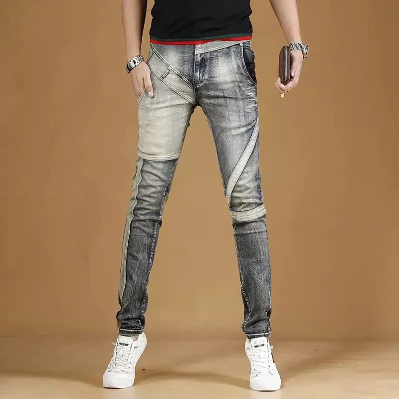 Autumn Winter New Vintage Motorcycle Jeans Men's Fashion Brand Stitching Korean Slim Fit Distressed Jeans Men's Elastic Pants
Autumn Winter New Vintage Motorcycle Jeans Men's Fashion Brand Stitching Korean Slim Fit Distressed Jeans Men's Elastic Pants