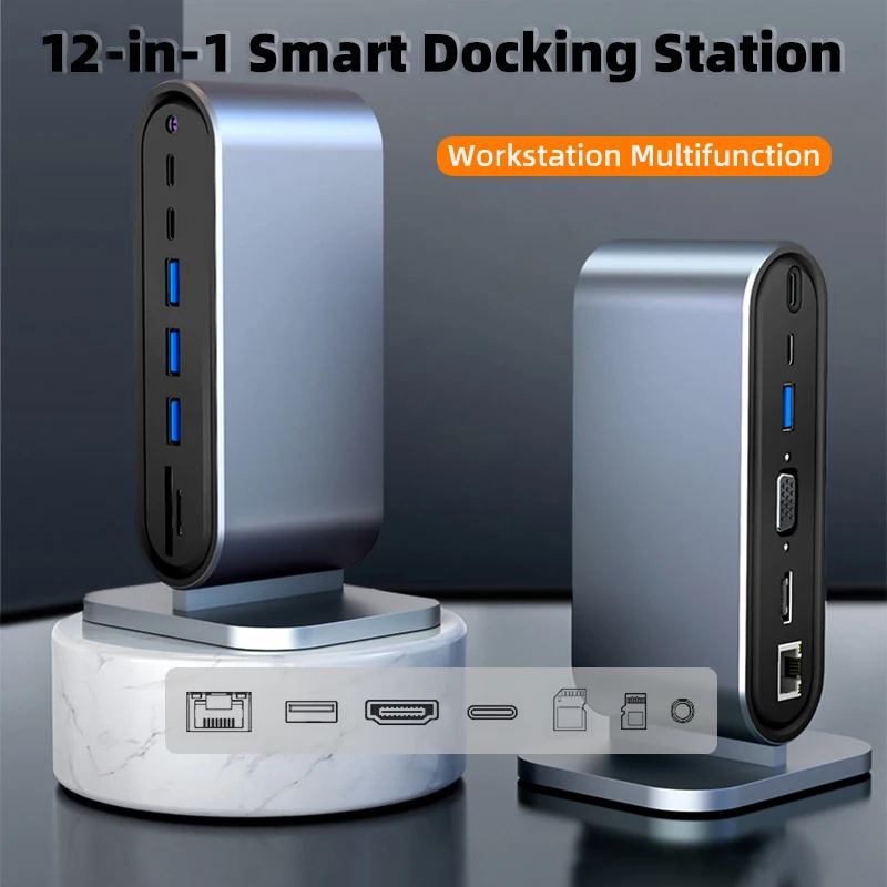 12 in 1 Type C HUB USB Dock Station USB C to HDMI 4K HD RJ45 PD100W TF/SD Card Reader Multi-Ports Docking Stations For Laptops
12 in 1 Type C HUB USB Dock Station USB C to HDMI 4K HD RJ45 PD100W TF/SD Card Reader Multi-Ports Docking Stations For Laptops
