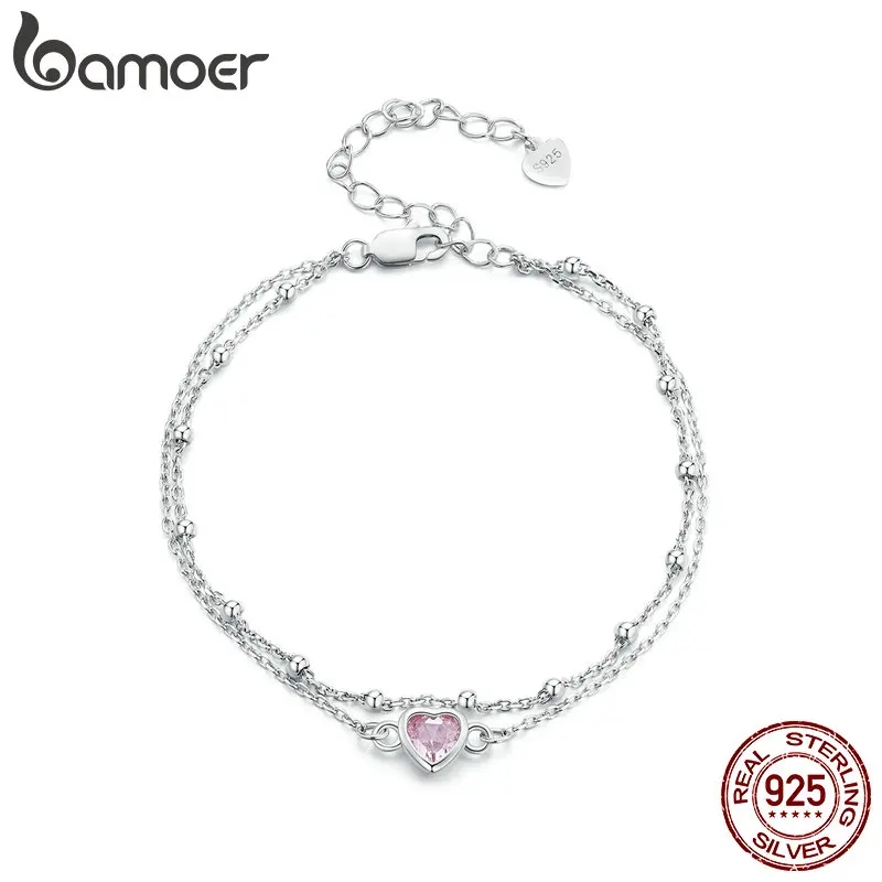 Bamoer 925 пробы Серебряный двухслойный браслет Барби Розовое Сердце Регулируемая цепочка для женщин подарок на день Святого Валентина
Bamoer 925 пробы Серебряный двухслойный браслет Барби Розовое Сердце Регулируемая цепочка для женщин подарок на день Святого Валентина