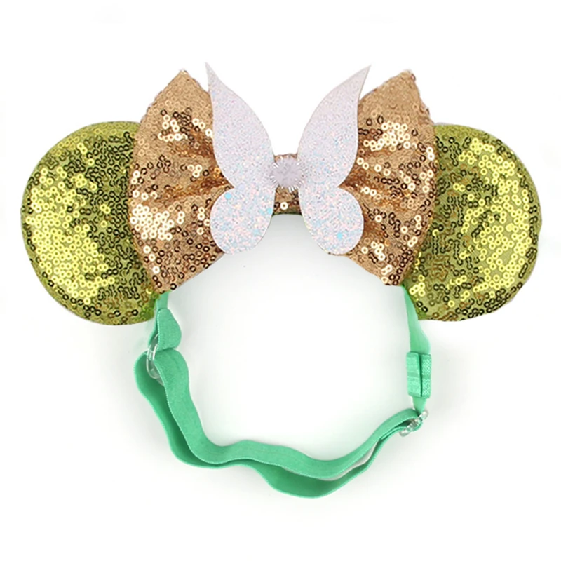 

2024 New Disney 3.3" Mouse Ears Elastic Headband For Girls Adult Sequin Bow Nylon Hairband Christmas Party DIY Hair Accessories