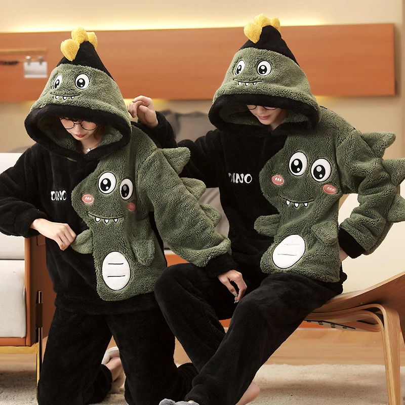 Winter Couple Pajamas Set Thicken Women Men Pajama Sleepwear Cartoon Dinosaur Soft Warm Lovers Adult Homewear Hoodies Pyjamas
Winter Couple Pajamas Set Thicken Women Men Pajama Sleepwear Cartoon Dinosaur Soft Warm Lovers Adult Homewear Hoodies Pyjamas