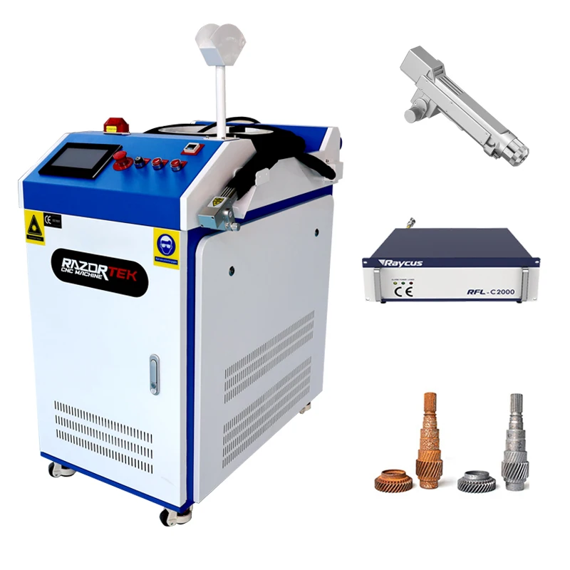 

Razortek 1500w 2000w raycus fiber laser cleaning machine for metal rust removal portable handheld laser removal for paint