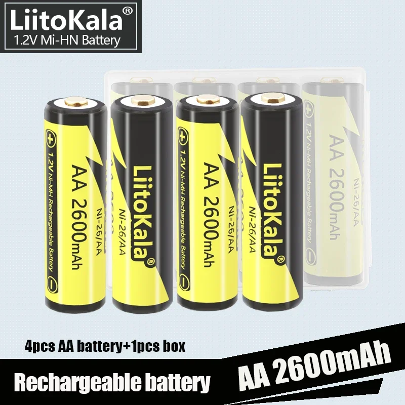 4PCS LiitoKala AA Battery 2600mAh 1.2V 2A Ni-Mh Double A Rechargeable Batteries And 1PC Flashlight Toys Case Boxes
4PCS LiitoKala AA Battery 2600mAh 1.2V 2A Ni-Mh Double A Rechargeable Batteries And 1PC Flashlight Toys Case Boxes