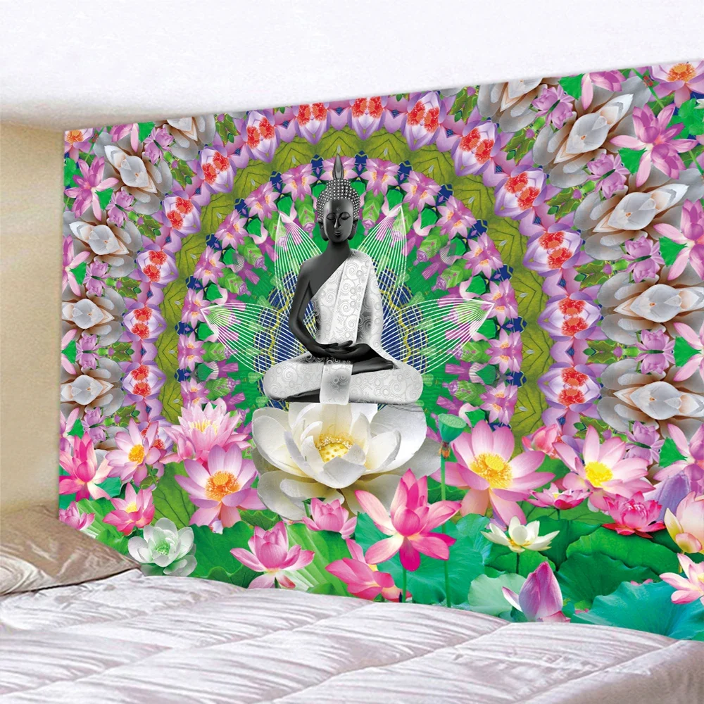 

Indian Buddha Meditation Tarot Psychedelic Scene Home Decor Tapestry Hippie Mandala Wall Hanging Boho Room Wall Decor