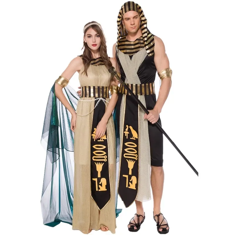 

Sexy Adult Cleopatra Egyptian Pharaoh Costume Halloween Ancient Greek Queen Goddess Couples Cosplay Party Dress