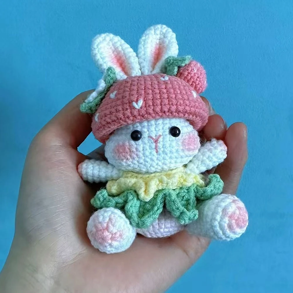 New Style Finished Crochet Strawberry Rabbit Doll Key Chain ,Handmade Crochet Watermelon Rabbit Pendant, Crochet Pretty Rabbit New Style Finished Crochet Strawberry Rabbit Doll Key Chain ,Handmade Crochet Watermelon Rabbit Pendant, Crochet Pretty Rabbit