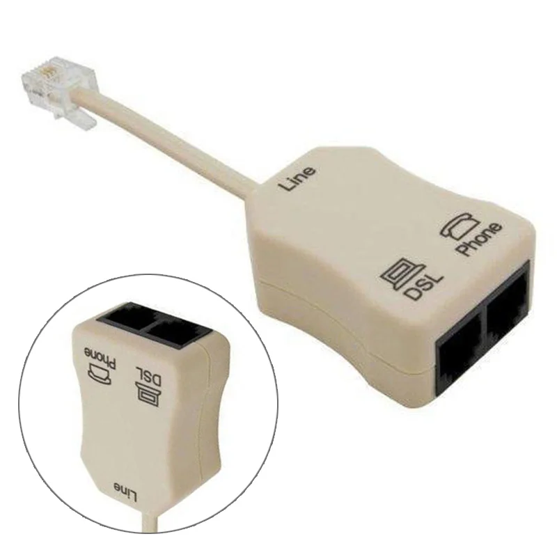 

New High Quality In-line DSL Noise Filter With Splitter Portable ADSL Modem Telephone Phone Fax In-Line Splitter Filter 1PC