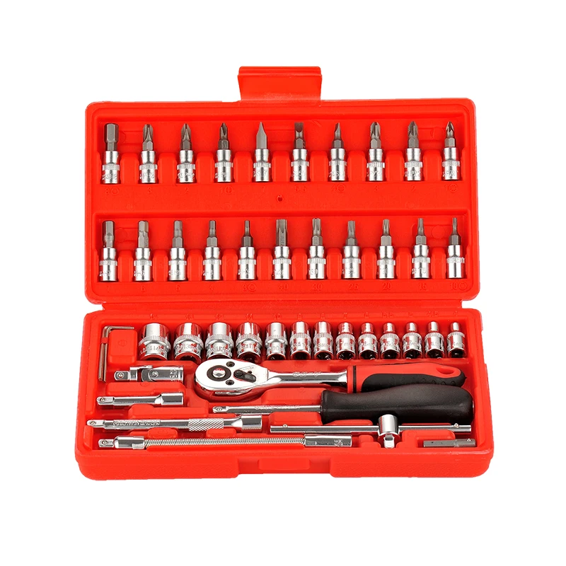 46pcs 4-14 mm Sleeve 1/4 Inch Ratchet Torque Wrench Combination Set keys Socket Bit Set Car Motorcycle Bicycle Repair Tools
46pcs 4-14 mm Sleeve 1/4 Inch Ratchet Torque Wrench Combination Set keys Socket Bit Set Car Motorcycle Bicycle Repair Tools