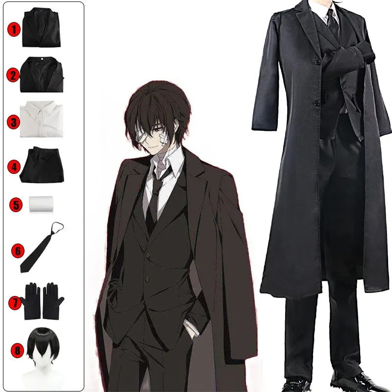 Anime Stray Dogs Dazai Osamu Cosplay Costume Long Jacket Coat Trench Suits Outfit Uniform Halloween Christmas Clothes
Anime Stray Dogs Dazai Osamu Cosplay Costume Long Jacket Coat Trench Suits Outfit Uniform Halloween Christmas Clothes