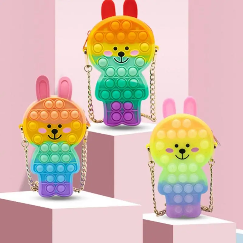 Rainbow Rabbit Shaped Bag For Girls Pop Antistress Toys Silicone Push Bubble Bag Crossbody Handbag Coin Pouch Purse For Kids
Rainbow Rabbit Shaped Bag For Girls Pop Antistress Toys Silicone Push Bubble Bag Crossbody Handbag Coin Pouch Purse For Kids
