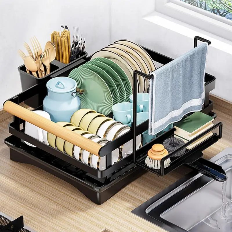 Dish Drying Rack Kitchen Sink Counter Utensil Holder Drying Rack with Drainboard Space-Saving Dish Rack Organizer with Utensil
Dish Drying Rack Kitchen Sink Counter Utensil Holder Drying Rack with Drainboard Space-Saving Dish Rack Organizer with Utensil