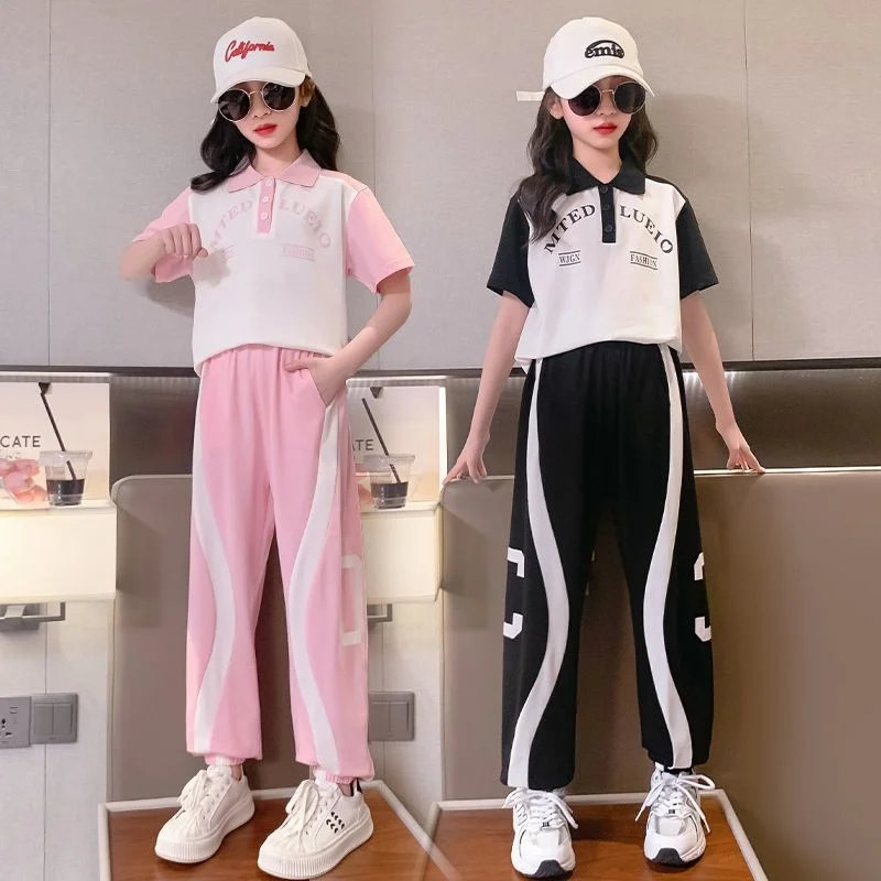 2023 Summer New Girls' Middle and Big Children's Explosive Street Trend Colorful Sports Thin Short Sleeve Two Piece Hot Sale
2023 Summer New Girls' Middle and Big Children's Explosive Street Trend Colorful Sports Thin Short Sleeve Two Piece Hot Sale