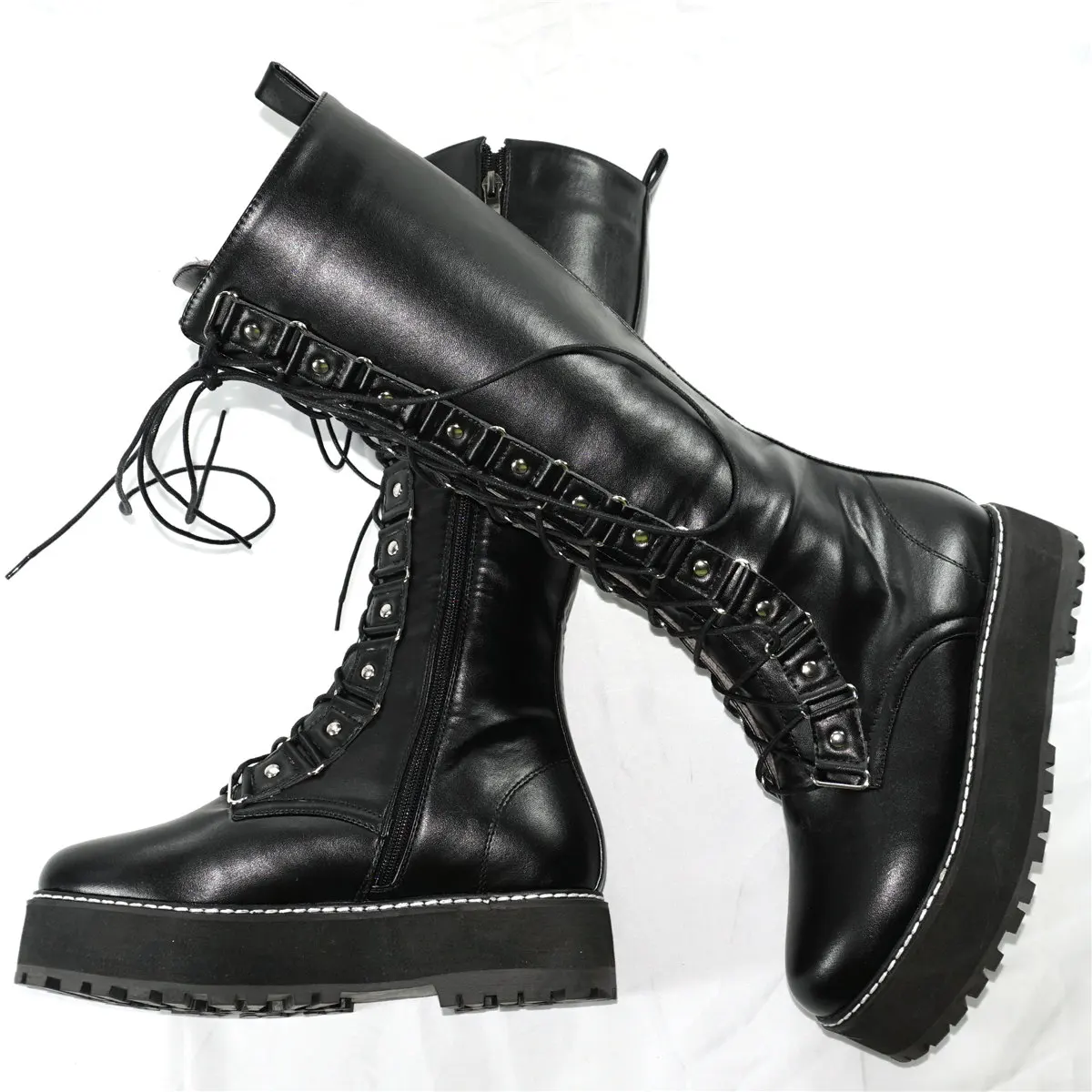 Winter Warm Pumps Shoes Women Lace Up Straps Med Heel Knee High Motorcycle Boots Female Round Toe Platform Creepers Casual Shoes
Winter Warm Pumps Shoes Women Lace Up Straps Med Heel Knee High Motorcycle Boots Female Round Toe Platform Creepers Casual Shoes