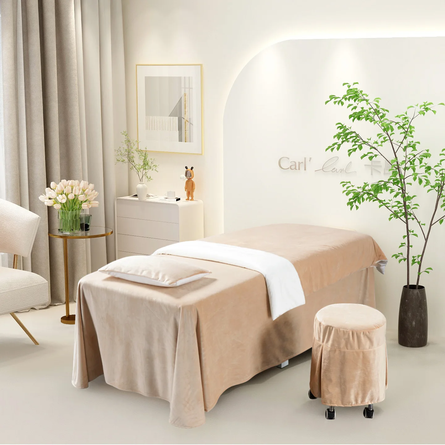 

4pcs Velvet Beauty Salon Bedding Sets Massage Spa Thick Bed Linens Sheets Bedspread Pillowcase Duvet Cover Set with Quilt Insert