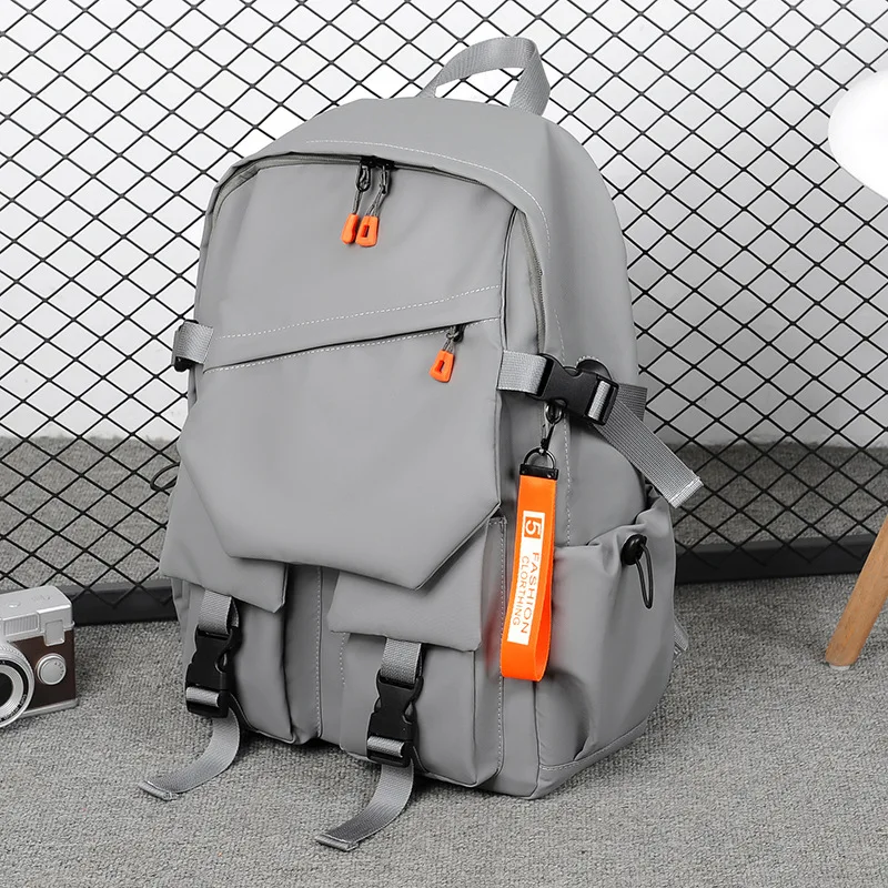 

Простой однотонный городской мужской водонепроницаемый рюкзак с USB-разъемом, легкий дорожный ранец для ноутбука, трендовая школьная сумка