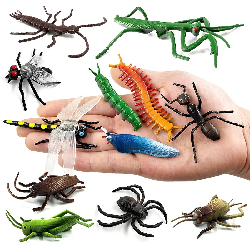 

12pcs Insect Spider Butterfly Fish Dinosaur Cat Snake Figurine Model Home Decor Miniature Fairy Garden Decoration Accessories