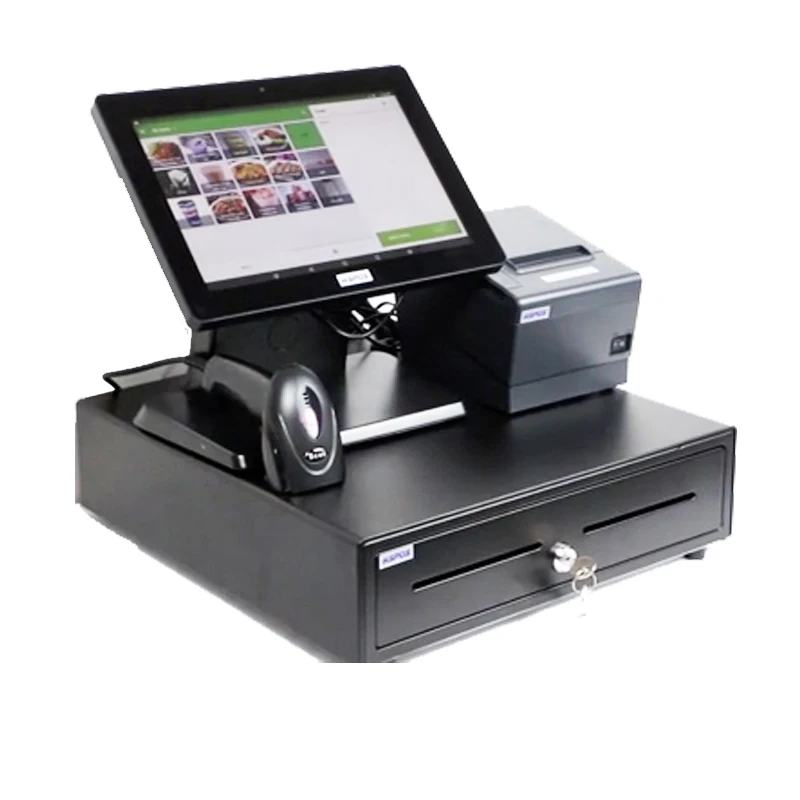 

12 Inch Touch Screen Cash Register Android POS System Machine with Printer, Scanner and Cash Box for Retail