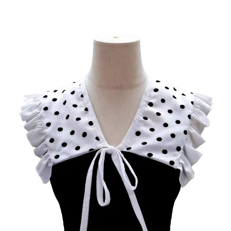 Collar Shawl Sweet Ruffled Shawl with Dots Large Peterpan Collar Decorative Shirt Collar Dress Collar for Ladies
Collar Shawl Sweet Ruffled Shawl with Dots Large Peterpan Collar Decorative Shirt Collar Dress Collar for Ladies