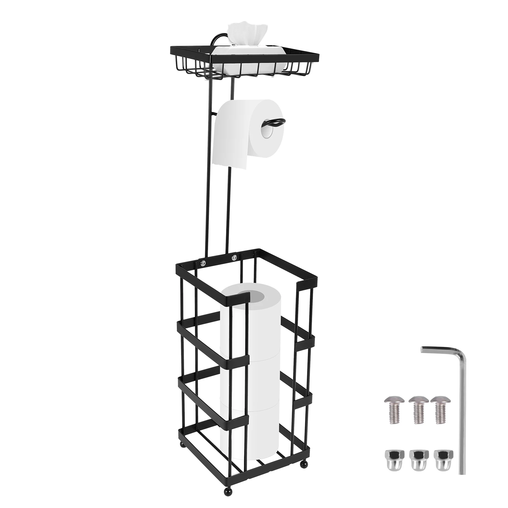Multi-Functional Toilet Paper Roll Tissue Holder Stand Bathroom Free Standing Storage Bathroom Accessories Black A
Multi-Functional Toilet Paper Roll Tissue Holder Stand Bathroom Free Standing Storage Bathroom Accessories Black A