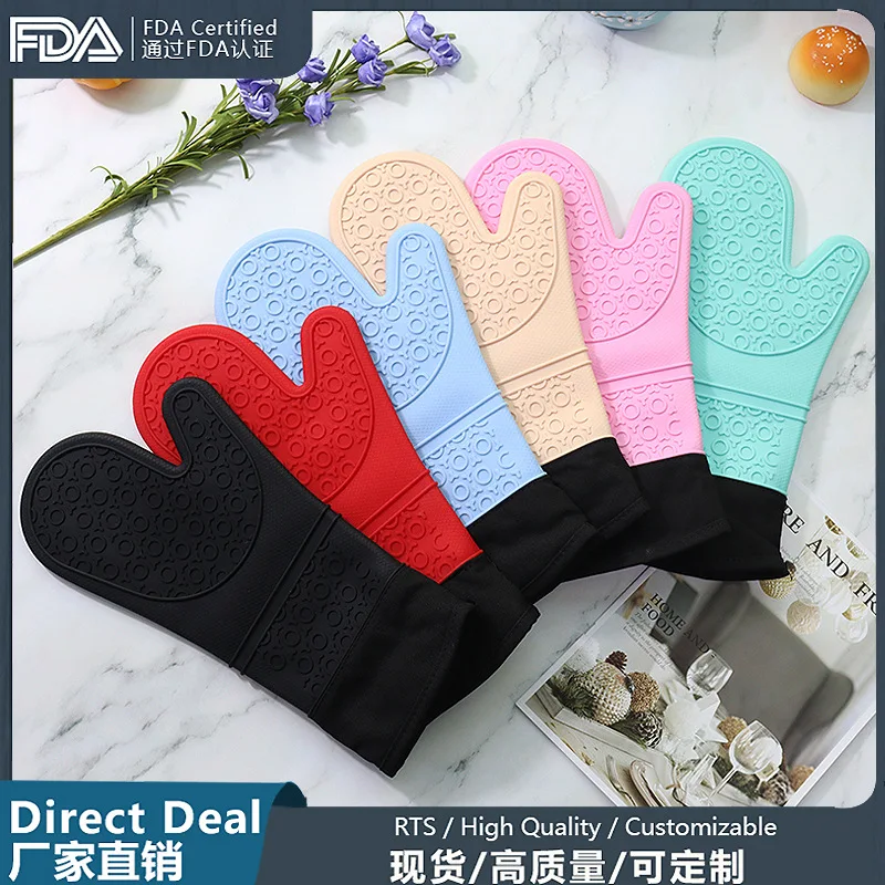 Silicone Long With Cotton Thick Two Finger Gloves Kitchen Microwave Oven Baking Heat Insulation Anti-slip Gloves
Silicone Long With Cotton Thick Two Finger Gloves Kitchen Microwave Oven Baking Heat Insulation Anti-slip Gloves