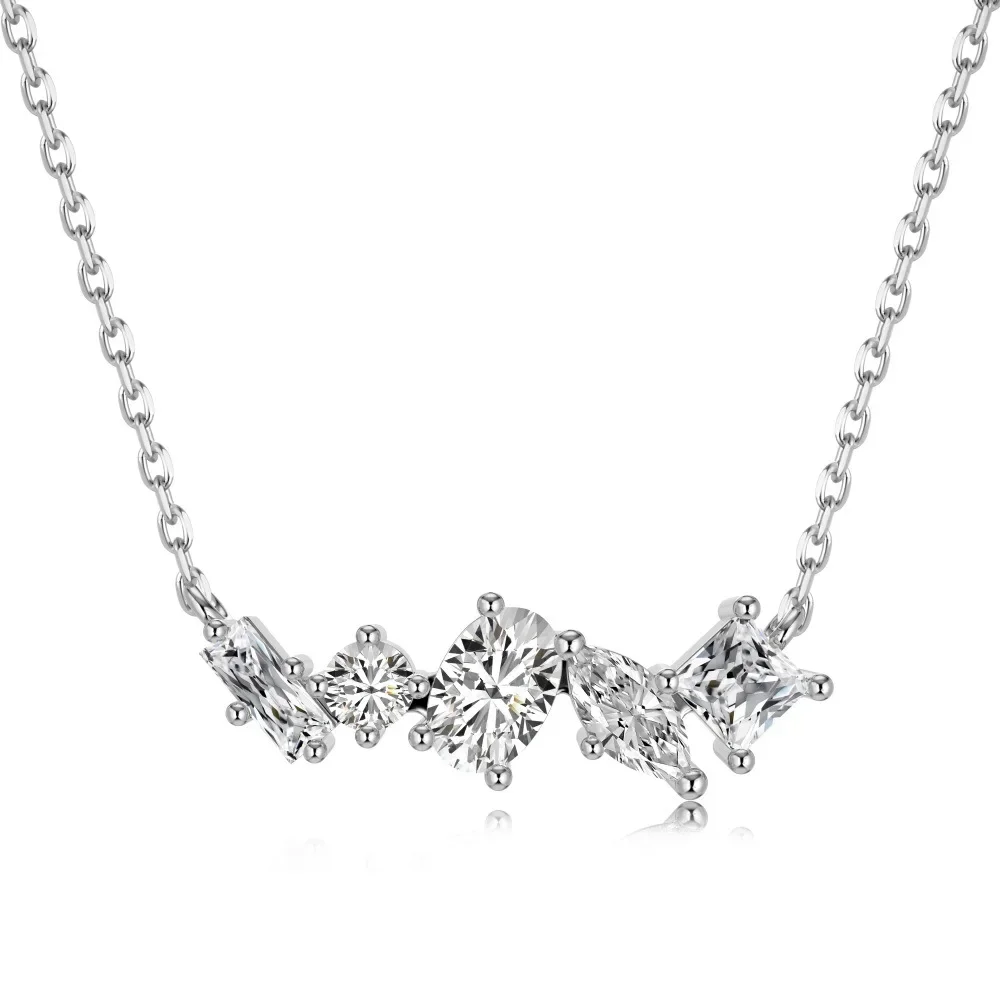 

Live Streaming New S925 Sterling Silver Necklace with Women's Geometric Zirconia Inlaid Fashionable and Versatile Women's