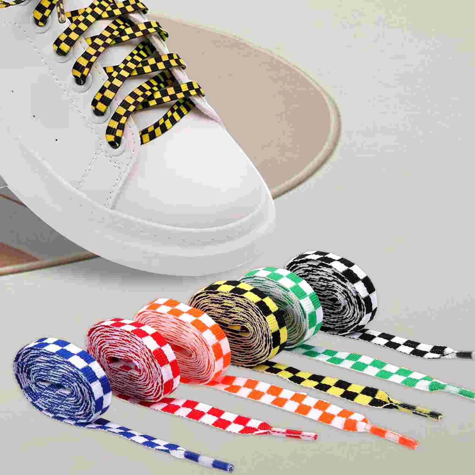 

12 Pairs Shoelace Women Laces Portable Shoe Laces Flat Polyester Grid Replacement Sports