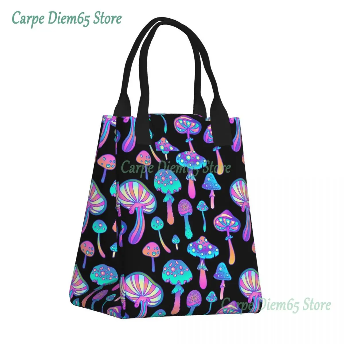 

Psychedelic Magic Mushroom Trippy Hippie Insulated Lunch Bag School Office Leakproof Thermal Cooler Bento Box Women Tote Bags