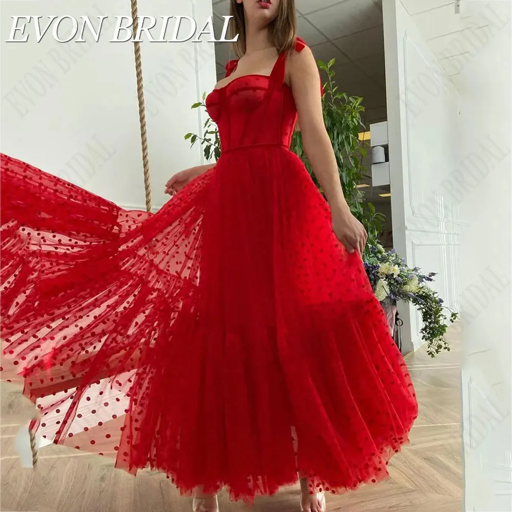 EVON BRIDAL Charming Red Dots Tulle Prom Dress 2024 Romantic A-Line V-Neck Party Gowns Vintage Spaghetti Straps Vestido De Festa
EVON BRIDAL Charming Red Dots Tulle Prom Dress 2024 Romantic A-Line V-Neck Party Gowns Vintage Spaghetti Straps Vestido De Festa